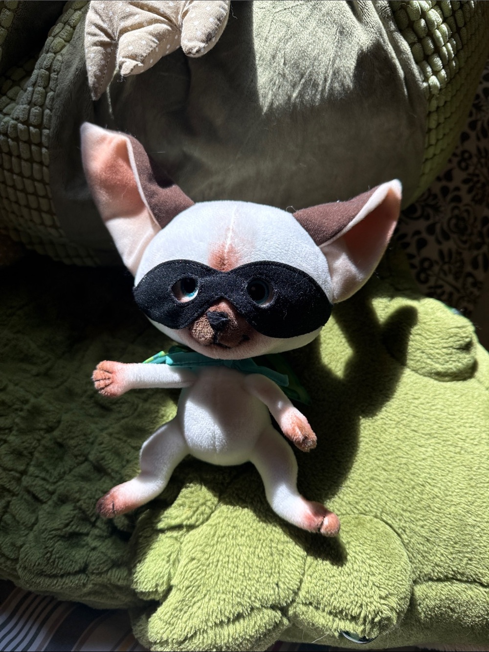 Plush skippyjon jones Masked Chihuahua Dog Toy in White and Brown
